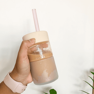 ICED LATTE - Reusable Glass Coffee Cup 12oz
