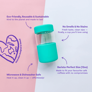 {PREORDER} ORIGINAL -  Reusable Glass Coffee Cup 12oz