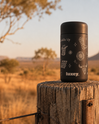 SADDLE UP I BLACK -  Stainless Steel Reusable Cup 12oz
