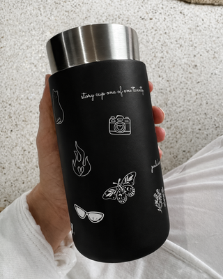 THE STORY CUP - BLACK I Stainless Steel Reusable Cup 12oz
