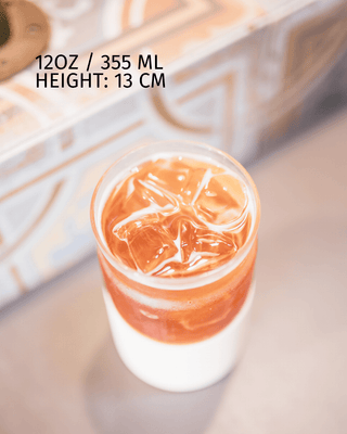 ICED LATTE - Reusable Glass Coffee Cup 12oz