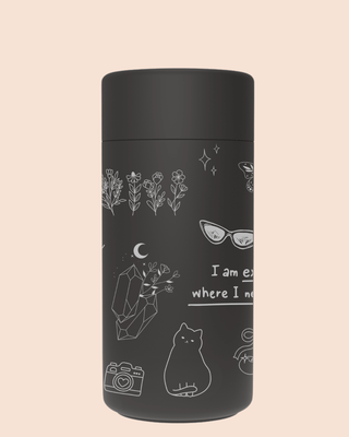 THE STORY CUP - BLACK I Stainless Steel Reusable Cup 12oz