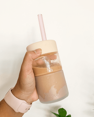 ICED LATTE - Reusable Glass Coffee Cup 12oz