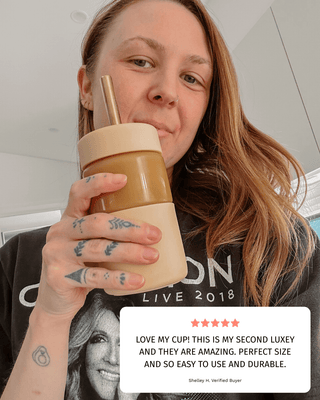 ICED LATTE - Reusable Glass Coffee Cup 12oz