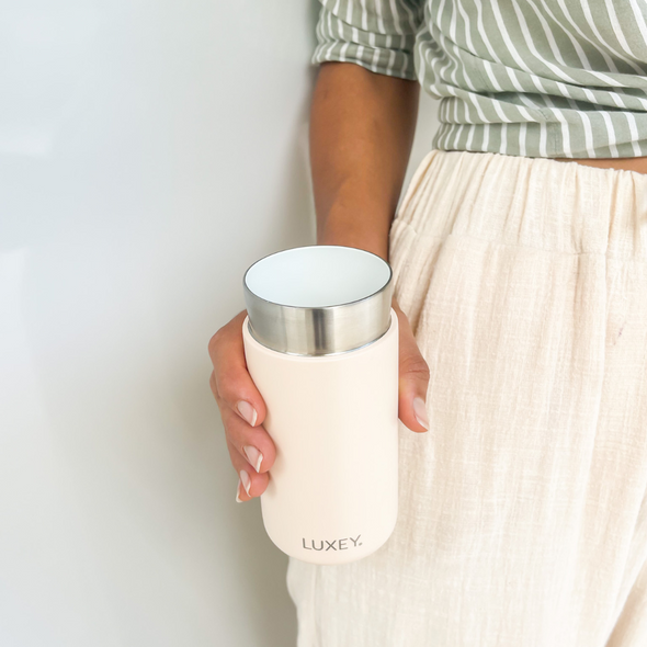 WHITE & PEACH - Stainless Steel Reusable Cup 12oz
