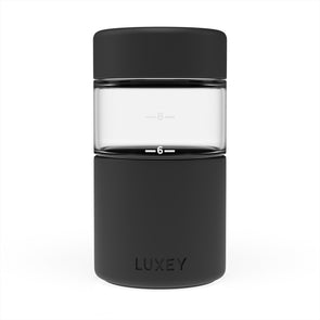 Black Luxey Cup 6oz, 8oz & 12oz Reusable Glass Coffee Cup